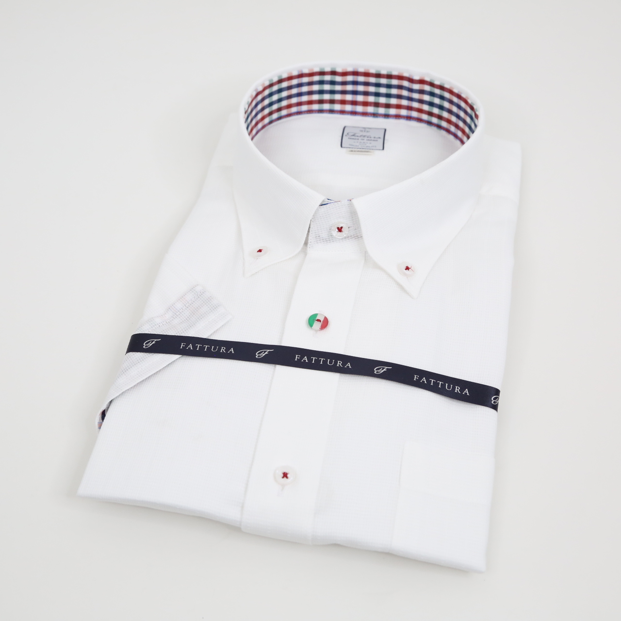 半袖シャツ  ビッグサイズ  形態安定  ボタンダウン  シングル  第一特殊ボタン   ホワイト  日本製