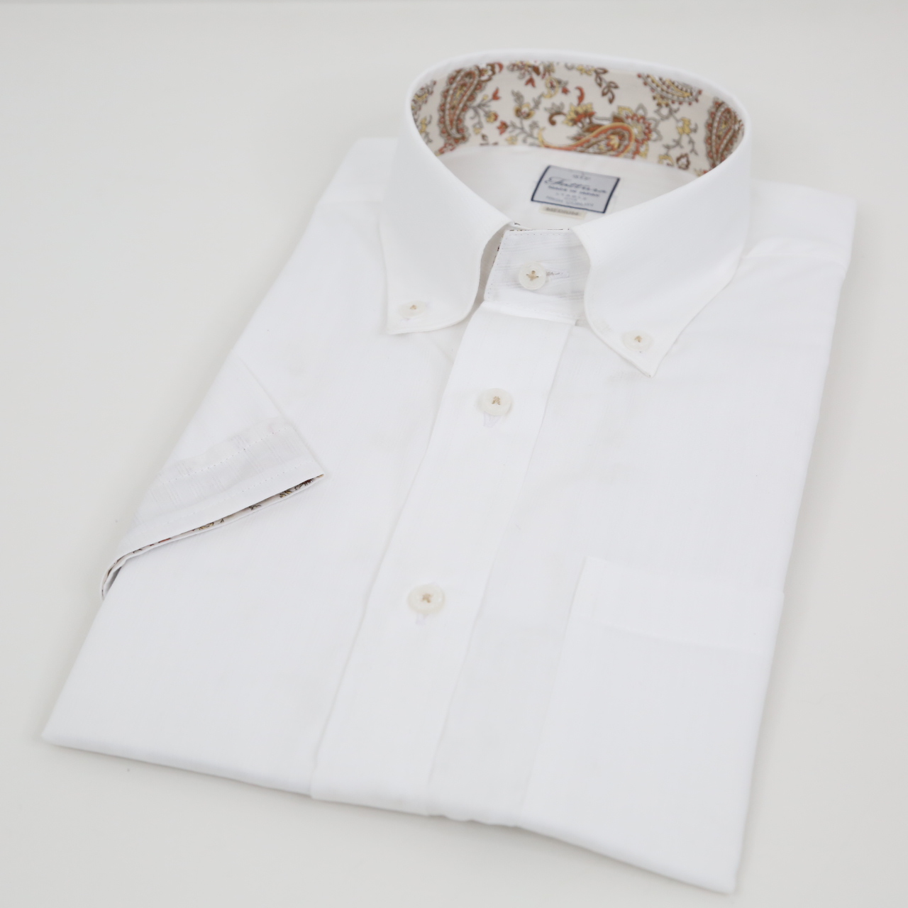 半袖シャツ  レギュラーサイズ  形態安定  ボタンダウン  シングルボタン  ホワイト  日本製